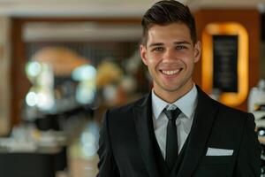 Smiling businessman in suit photo