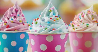 Colorful and whimsical cupcakes with sprinkles photo