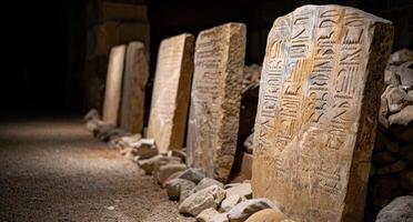 ancient egyptian hieroglyphic stone tablets photo