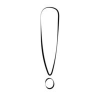 Hand drawn exclamation mark in doodle style isolated on white background. Iinfographic, punctuation mark. vector