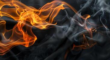 Fiery Smoke Swirls Against Dark Background photo