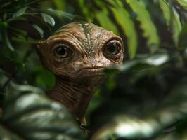 close up of a curious frog in the jungle photo