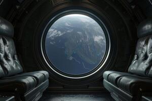 view of earth from spacecraft window photo