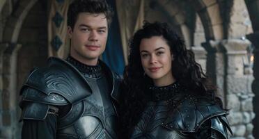 medieval fantasy couple in armor photo