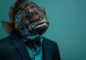 Unusual business concept with fish in suit photo