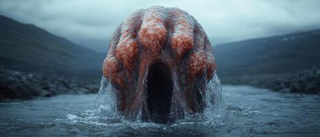 Mysterious creature emerging from the depths of the ocean photo