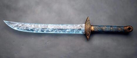 Ornate fantasy sword with intricate designs photo