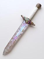 Ornate Jeweled Dagger on White Background photo