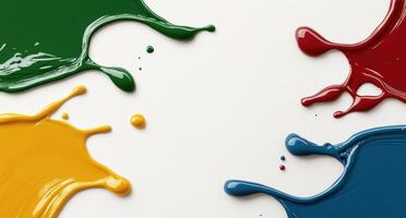 Colorful paint splashes on a white background photo
