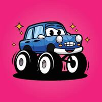 A cartoon character with a car vector