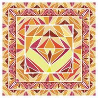 Abstract Square print pattern scarf with an abstract design, highlighting a creative interplay of colors and geometric diamond shapes vector