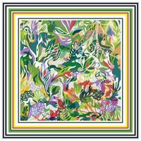 A Beautiful Abstract base topical print pattern with green leaf and colorful flower with green textured background vector