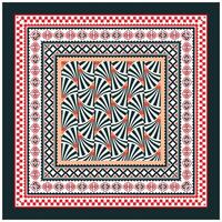 A geometric design showcasing a square pattern in vibrant red and deep black hues, emphasizing contrast and symmetry. vector