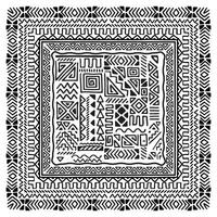 A detailed square print pattern scarf with a tribal motif, highlighting cultural artistry through its intricate design. vector