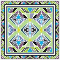 Abstract Geometric shapes arranged in a square pattern, showcasing shades of green, blue, and purple. vector