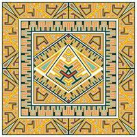 A colorful abstract geometric scarf artwork showcasing a square at the center, enveloped by an array of lively hues and forms. vector