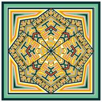 An eye-catching abstract composition with a central square, radiating a spectrum of vivid colors and pattern vector