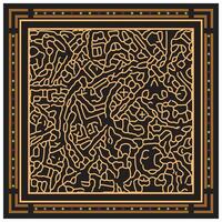 Square luxurious black and gold maze pattern, captivating the eye with its elegant complexity vector