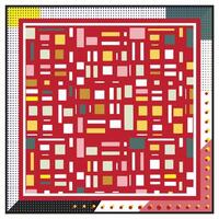 A red square featuring smaller squares arranged on its surface, creating a visually striking geometric pattern. vector