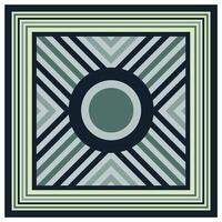 A square bold lines geometric print scarf motif with a central circle, emphasizing symmetry and geometric harmony in the composition. vector