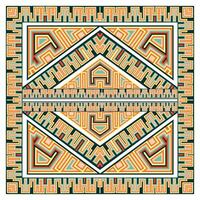 A vibrant square print pattern scarf abstract design featuring a central square, surrounded by a burst of colors and dynamic shapes. vector