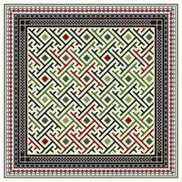 Abstract design featuring a dynamic arrangement of colorful squares and triangles, creating a visually striking pattern. vector