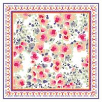 Beautiful seamless flower print pattern of stylized flowers on a white background. The flowers are abstract, with rounded, overlapping petals in shades of peach, pink, and a deeper crimson. vector