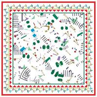Colorful abstract geometric shapes and lines scattered over a white background. Square Shape Scarf Seamless print Pattern vector
