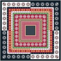 Central square surrounded by a repetitive square pattern, Traditional motif shape creating a symmetrical and visually engaging design. vector