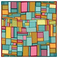 A vibrant square print pattern scarf featuring an array of colorful squares and rectangles in a harmonious design. vector