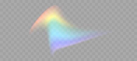 Blurred rainbow refraction overlay effect. Light lens prism effect. Holographic reflection, crystal flare leak shadow overlay. vector