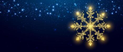 Snowflake, wireframe low poly style design. Merry Christmas and New Year concept. Wireframe glowing low poly design on a blue background. Abstract futuristic illustration vector