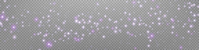 Purple glittering dots, particles, stars magic sparks. Glow flare light effect. Violet luminous points. vector