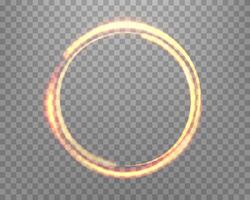 Orange magic ring with glowing. Neon realistic energy flare halo ring. Abstract light effect vector