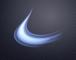 Glowing blue lines. Neon realistic energy speed. Abstract light effect vector