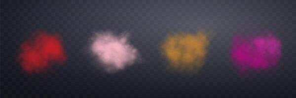 Different colors realistic smokes or haze. Magic fog, vapor vector