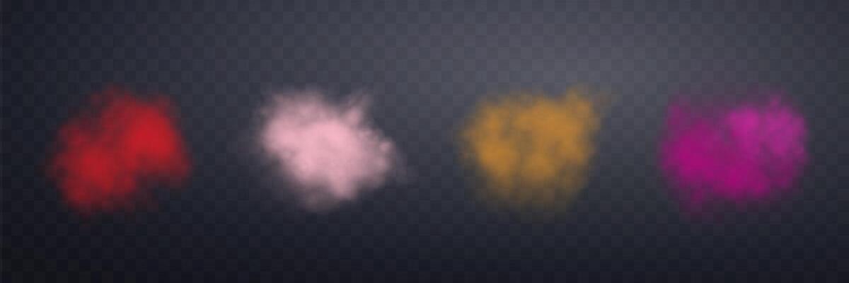 Different colors realistic smokes or haze. Magic fog, vapor