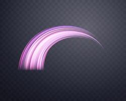 Glowing purple lines. Neon realistic energy speed. Abstract light effect vector