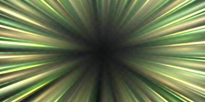 Radial speed rays, light neon flow, zoom in motion effect, green glow speed lines, colorful light trails, perspective stripes vector