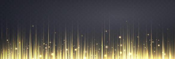 Vertical gold horizontal lines. Speed rays, velocity light neon flow, motion effect, colorful light trails, stripes, laser beams. vector