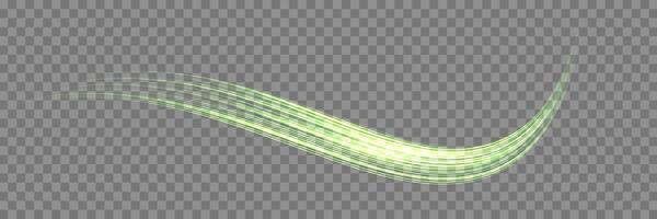 Glowing green lines. Neon realistic energy speed. Abstract light effect vector