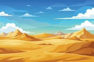 Desert with Cloudy Sky Cartoon Landscape Background vector
