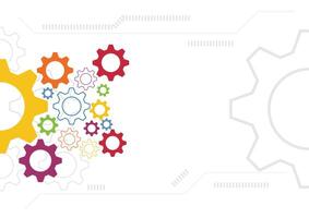 Colorful gear wheels, and cogs isolated on white background. vector