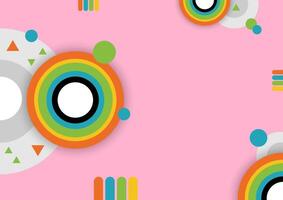 Geometric abstract technology background. Colorful polar circle on a light pink background. vector