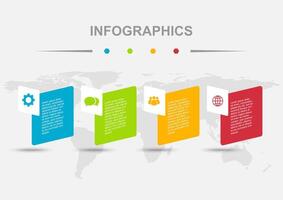 Infographic geometric shape template with 4 regtangles vector