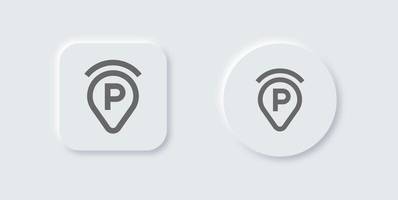 Parking line icon in neomorphic design style. Automobile signs illustration.