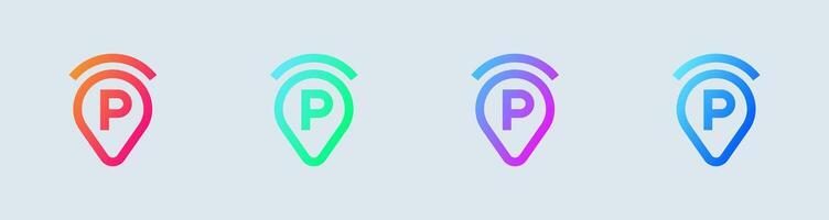 Parking line icon in gradient colors. Automobile signs illustration. vector