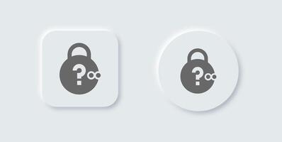 Forget solid icon in neomorphic design style. Password signs illustration. vector