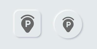 Parking solid icon in neomorphic design style. Automobile signs illustration. vector