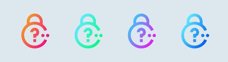 Forget line icon in gradient colors. Password signs illustration. vector